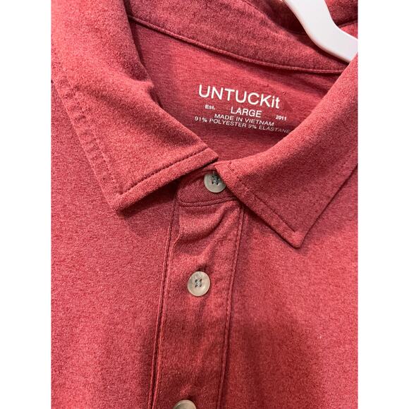 Untuckit Short Sleeve Poly Blend Polo Shirt Men’s L Light Red - Picture 4 of 5